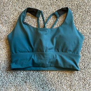 HALIO Lux Flex Sports Bra Longline Crossover Straps Medium Support teal